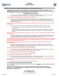 Form DO-22 Title/Lien Search Request - New Jersey, Page 2