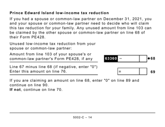Form PE428 (5002-C) Prince Edward Island Tax and Credits (Large Print) - Canada, Page 14