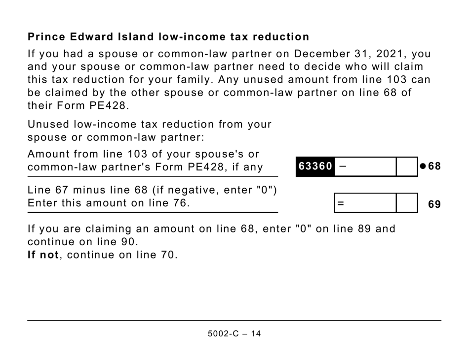 Form PE428 (5002-C) Prince Edward Island Tax and Credits (Large Print) - Canada, Page 14