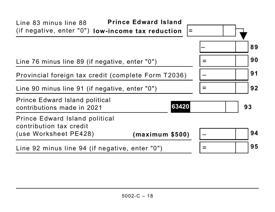 Form PE428 (5002-C) Prince Edward Island Tax and Credits (Large Print) - Canada, Page 18