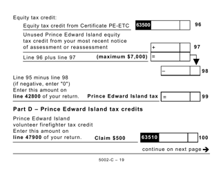 Form PE428 (5002-C) Prince Edward Island Tax and Credits (Large Print) - Canada, Page 19