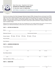 Document preview: Form FC-0162 Retiree Change of Address Form - New Jersey