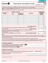 Document preview: Form 5006-S12 Schedule ON(S12) Ontario Seniors' Home Safety Tax Credit - Canada, 2021