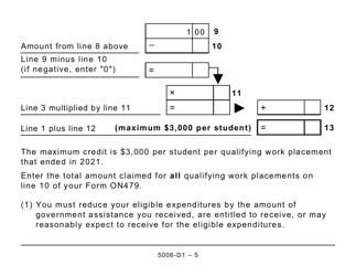 Form 5006-D1 Worksheet ON479 Ontario (Large Print) - Canada, Page 5