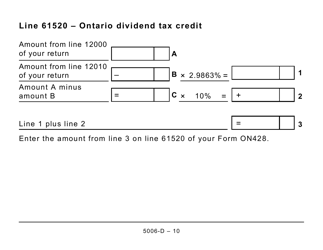 Form 5006-D Worksheet ON428 Ontario (Large Print) - Canada, Page 10