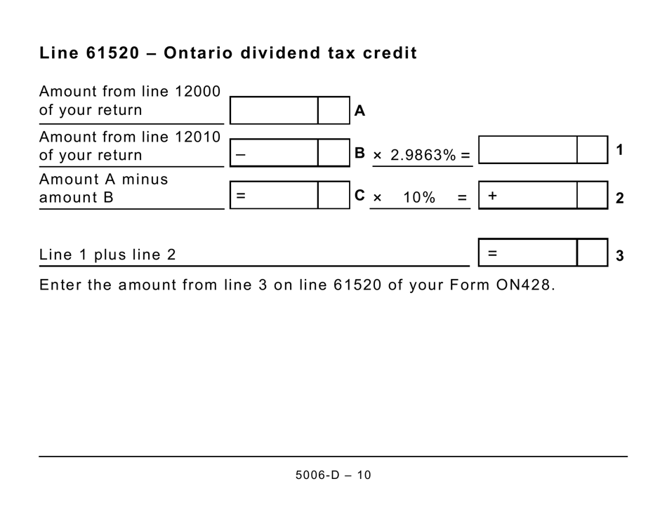 Form 5006-D Worksheet ON428 Ontario (Large Print) - Canada, Page 10
