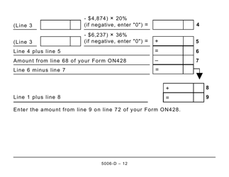 Form 5006-D Worksheet ON428 Ontario (Large Print) - Canada, Page 12