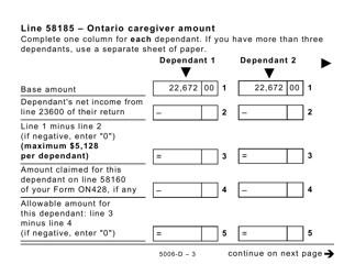 Form 5006-D Worksheet ON428 Ontario (Large Print) - Canada, Page 3