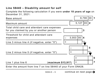 Form 5006-D Worksheet ON428 Ontario (Large Print) - Canada, Page 5