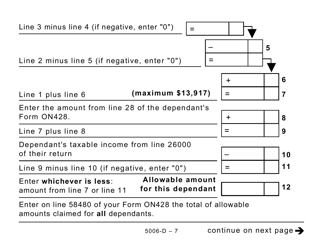 Form 5006-D Worksheet ON428 Ontario (Large Print) - Canada, Page 7