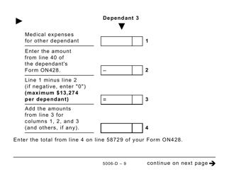 Form 5006-D Worksheet ON428 Ontario (Large Print) - Canada, Page 9