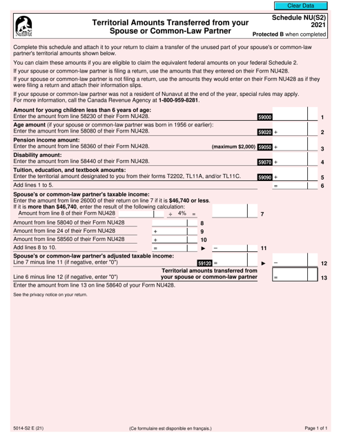 Form 5014-S2 Schedule NU(S2) 2021 Printable Pdf