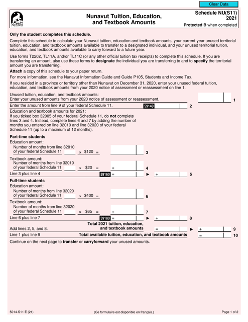 Form 5014-S11 Schedule NU(S11) 2021 Printable Pdf