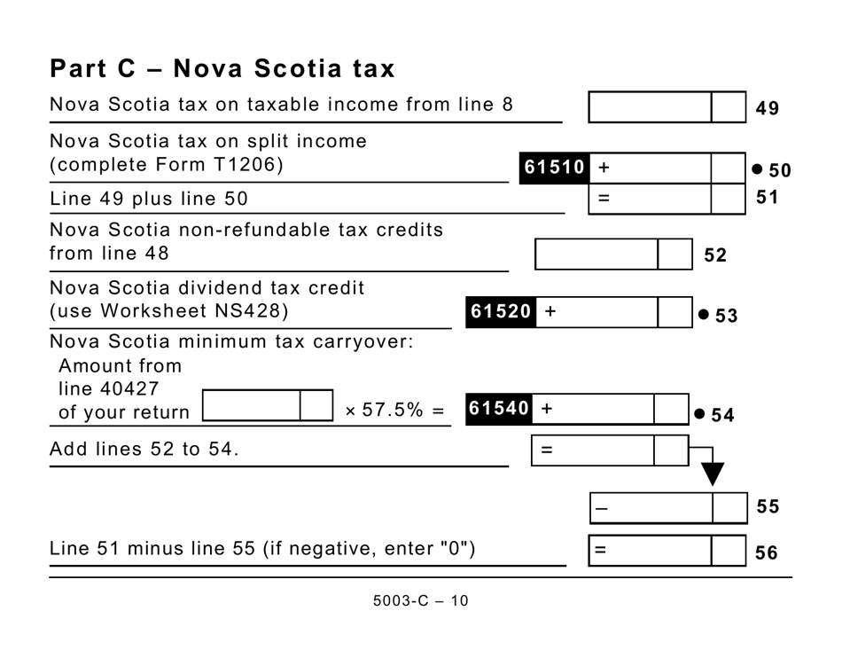 Form 5003-C (NS428) Nova Scotia Tax and Credits (Large Print) - Canada, Page 10