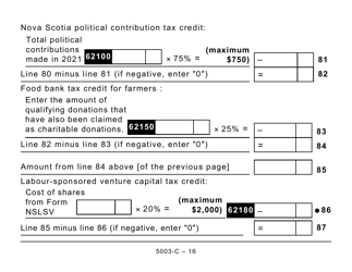 Form 5003-C (NS428) Nova Scotia Tax and Credits (Large Print) - Canada, Page 16