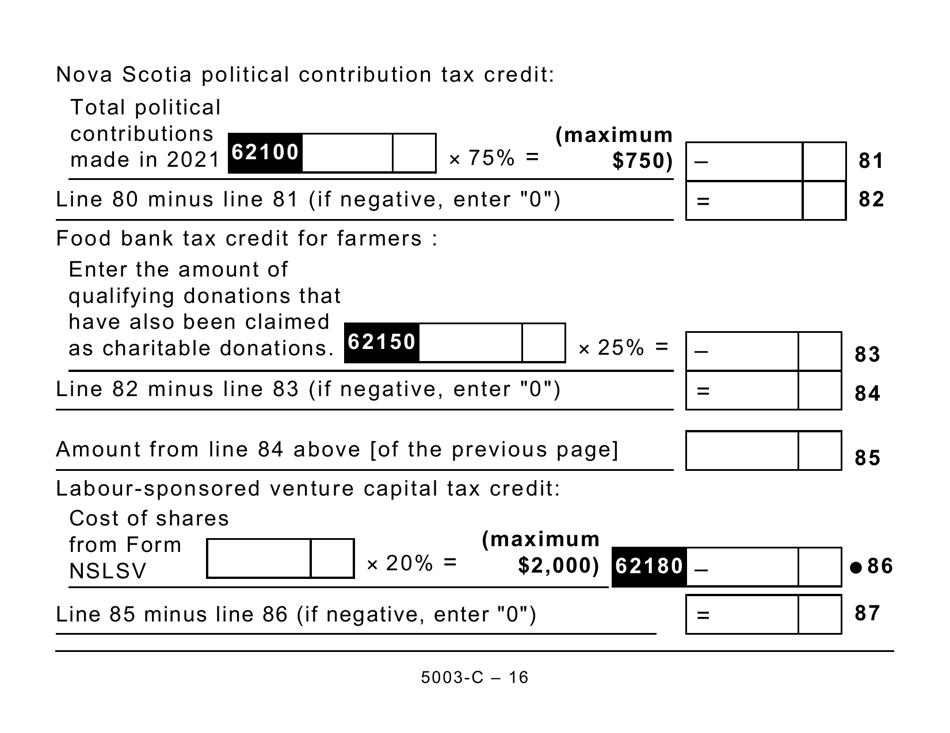 Form 5003-C (NS428) Nova Scotia Tax and Credits (Large Print) - Canada, Page 16