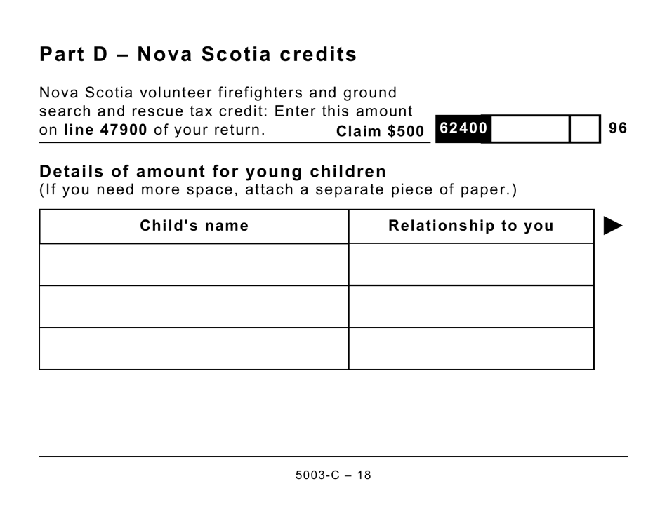 Form 5003-C (NS428) Nova Scotia Tax and Credits (Large Print) - Canada, Page 18