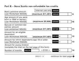 Form 5003-C (NS428) Nova Scotia Tax and Credits (Large Print) - Canada, Page 5