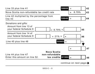 Form 5003-C (NS428) Nova Scotia Tax and Credits (Large Print) - Canada, Page 9