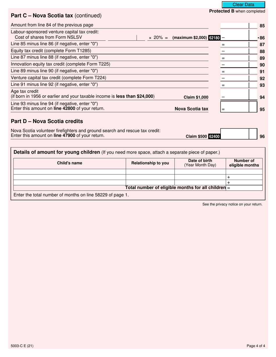 Form 5003C (NS428) Download Fillable PDF or Fill Online Nova Scotia
