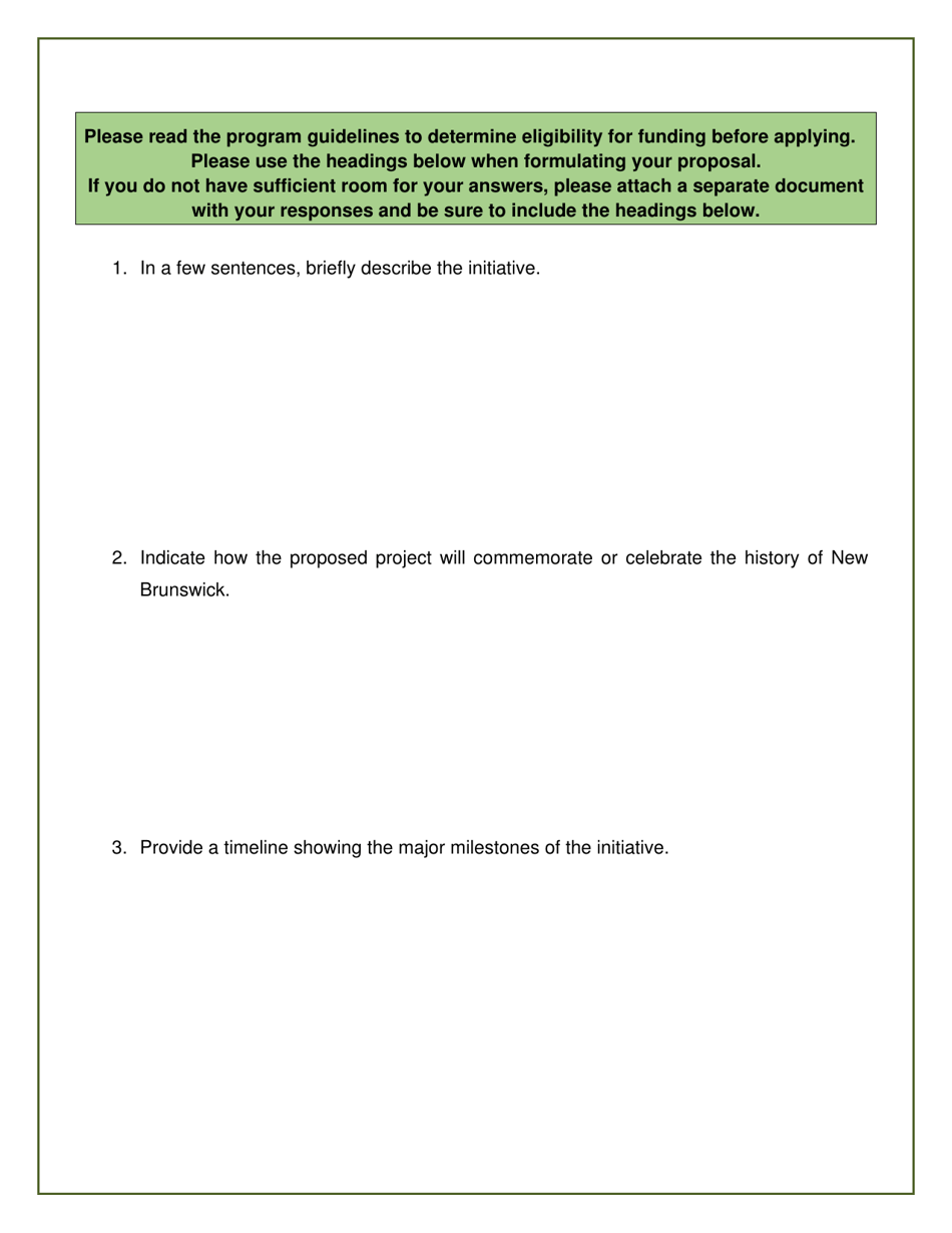 Application Form - Commemorations  Celebrations Program - New Brunswick, Canada, Page 3