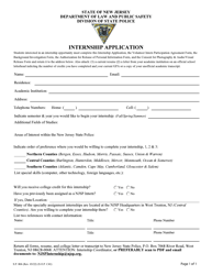 Document preview: Form S.P.806 Internship Application - New Jersey