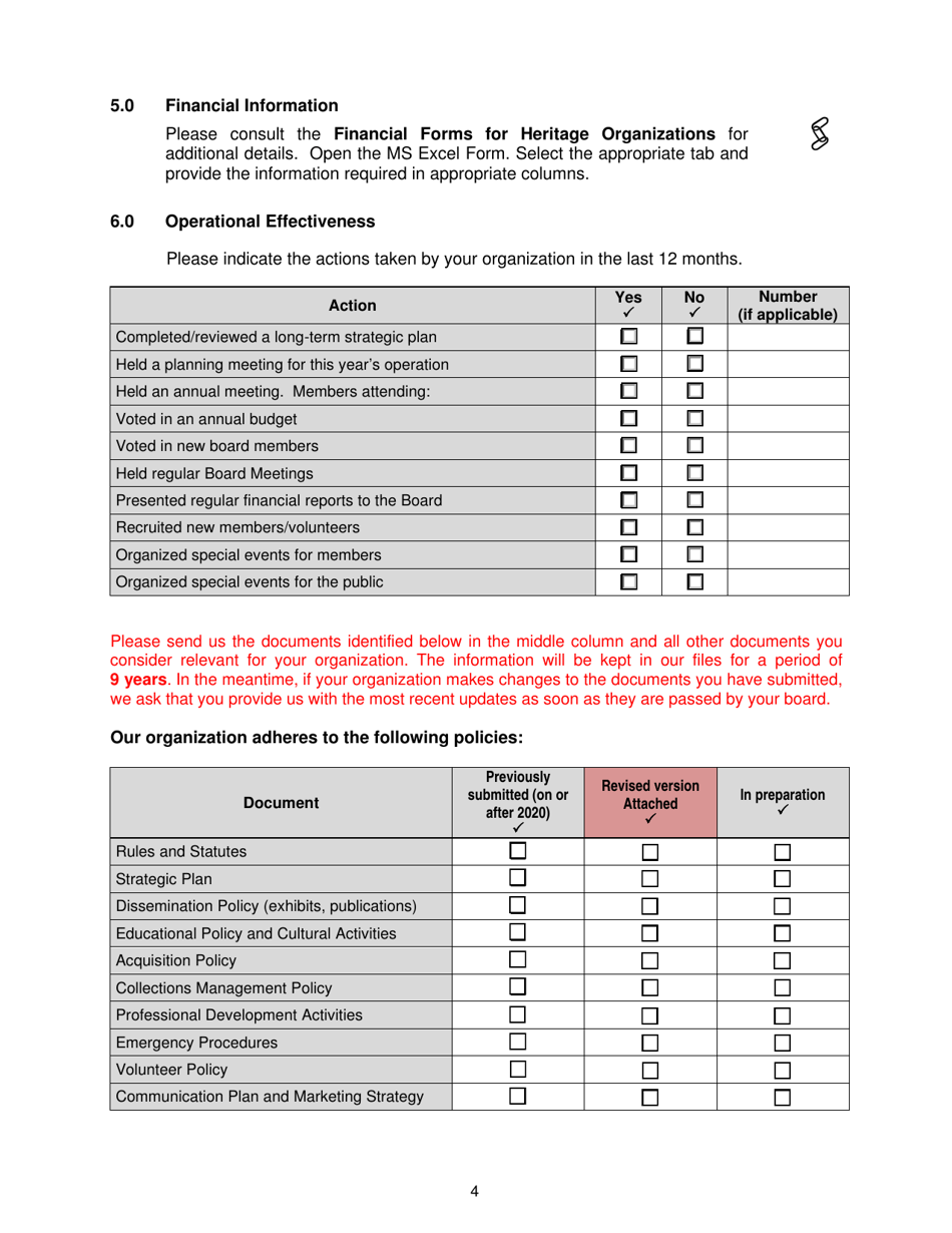 Application Form - Historical Societies Assistance Program - New Brunswick, Canada, Page 4