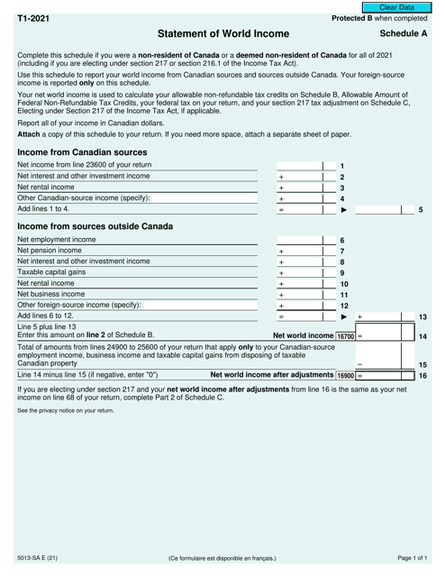 Form 5013-SA Schedule A 2021 Printable Pdf