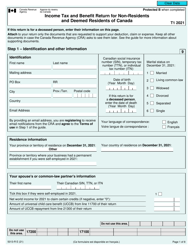 Form 5013-R Income Tax and Benefit Return for Non-residents and Deemed Residents of Canada - Canada
