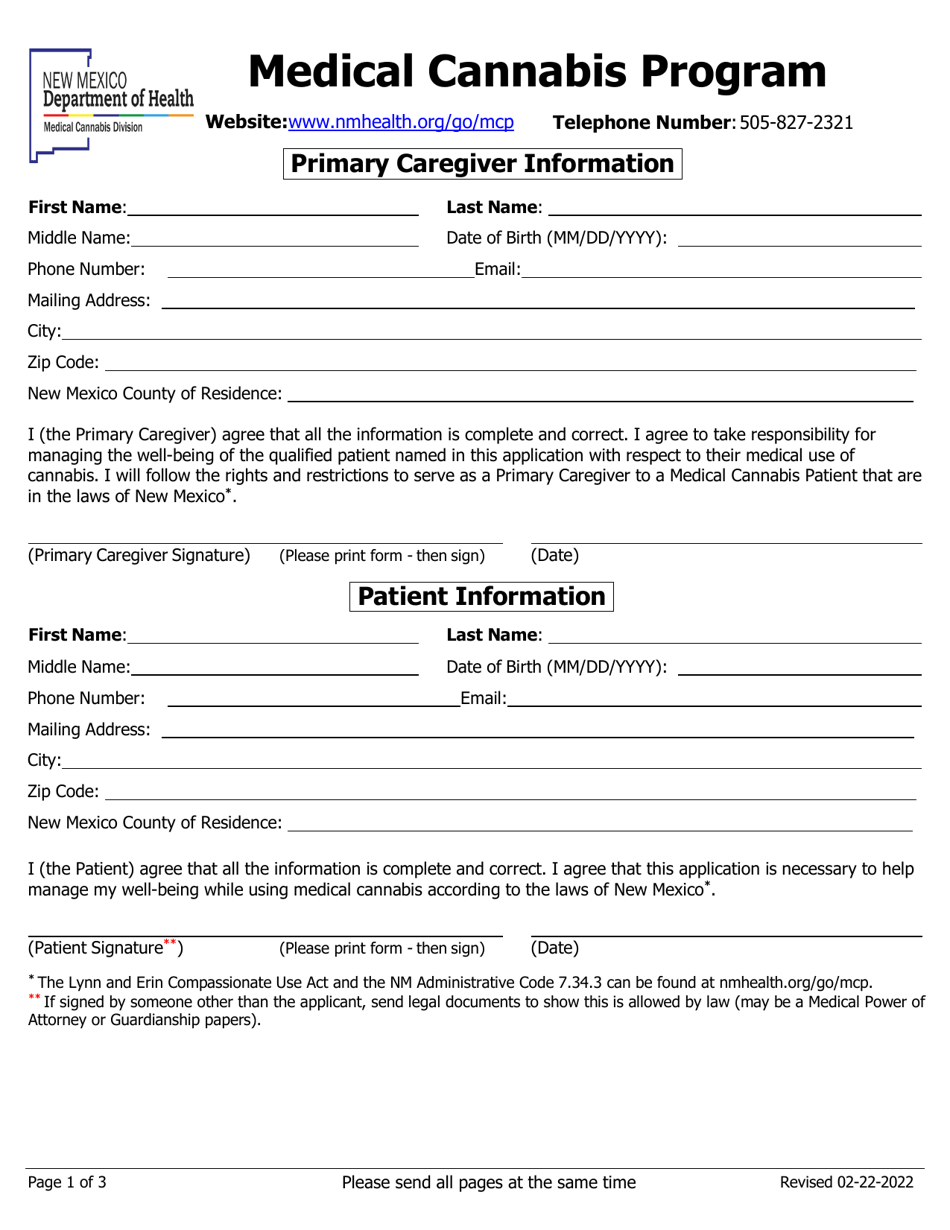 New Mexico Primary Caregiver Application - Medical Cannabis Program ...