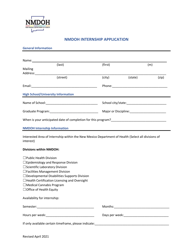Document preview: Nmdoh Internship Application - New Mexico