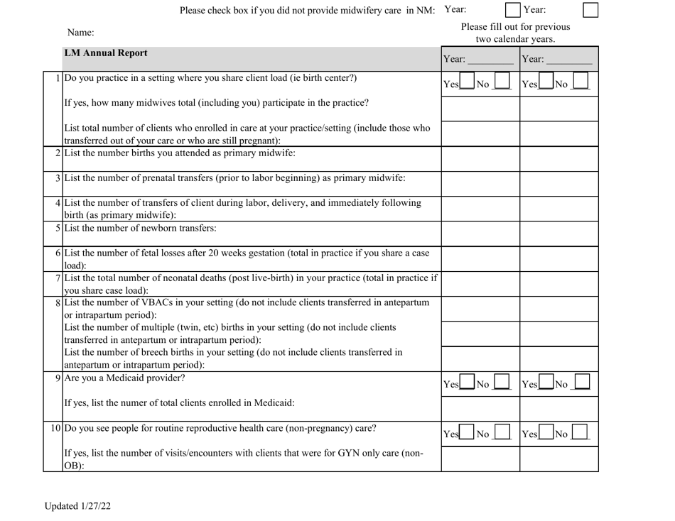 Lm Annual Report - New Mexico, Page 1