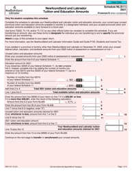 Form 5001-S11 Schedule NL(S11) Newfoundland and Labrador Tuition and Education Amounts - Canada