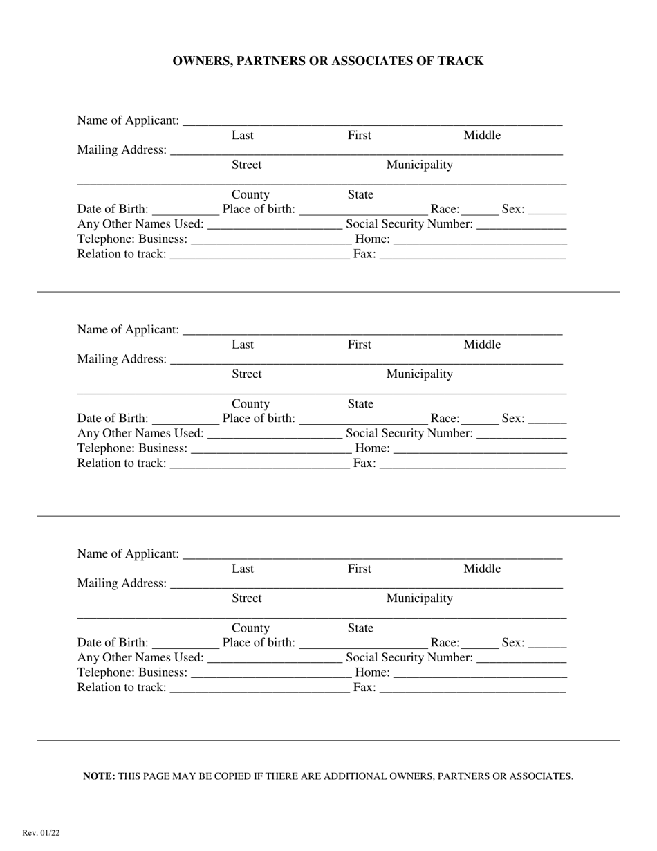 Motor Vehicle Racetrack License Application - New Jersey, Page 4