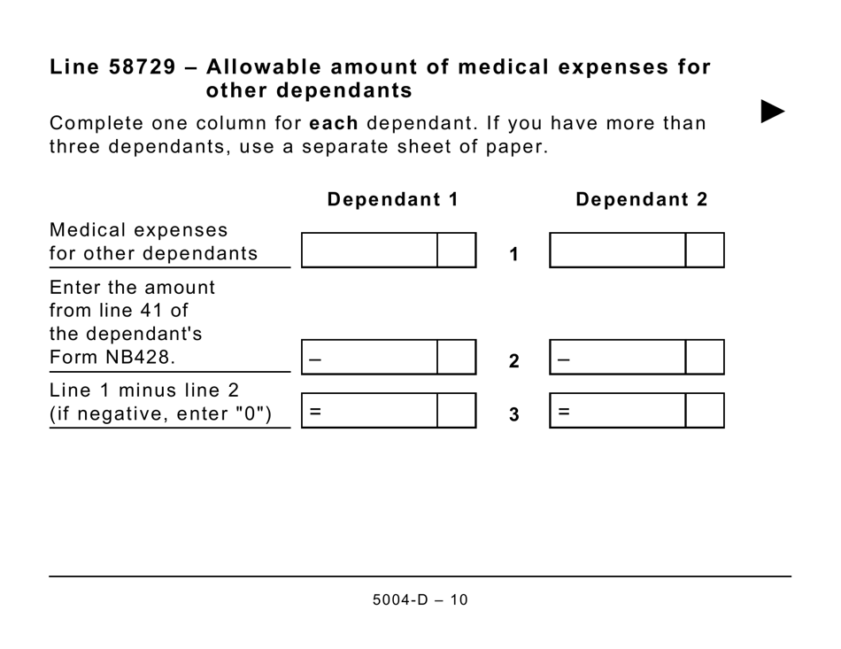 Form 5004-D Worksheet NB428 New Brunswick (Large Print) - Canada, Page 10