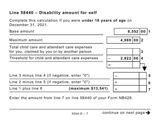 Form 5004-D Worksheet NB428 New Brunswick (Large Print) - Canada, Page 7