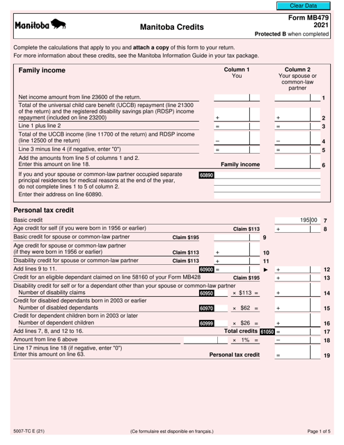 Form 5007-TC (MB479) 2021 Printable Pdf