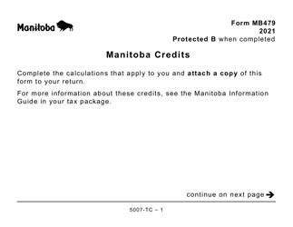 Document preview: Form 5007-TC (MB479) Manitoba Credits (Large Print) - Canada, 2021