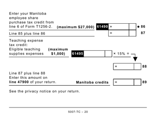 Form 5007-TC (MB479) Manitoba Credits (Large Print) - Canada, Page 20
