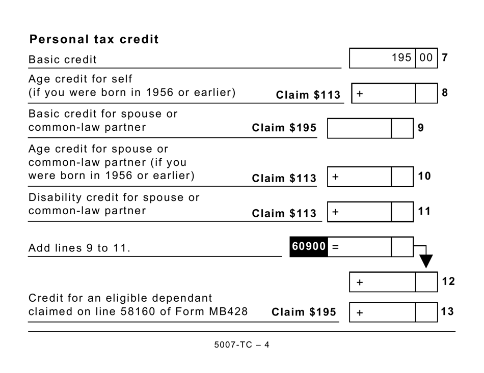 Form 5007-TC (MB479) Manitoba Credits (Large Print) - Canada, Page 4
