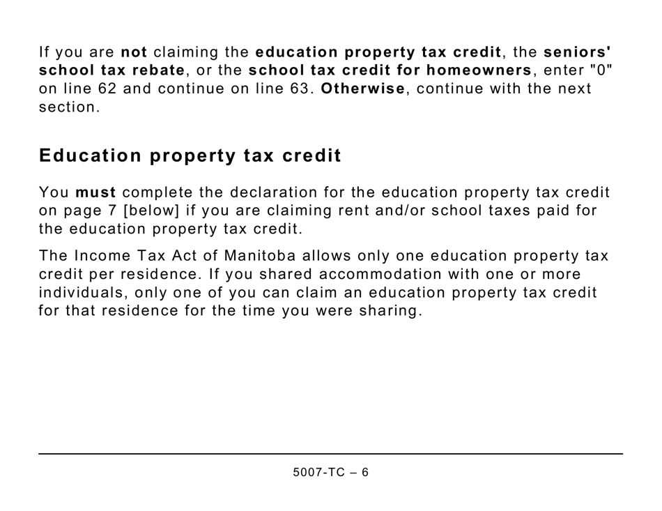 Form 5007-TC (MB479) Manitoba Credits (Large Print) - Canada, Page 6