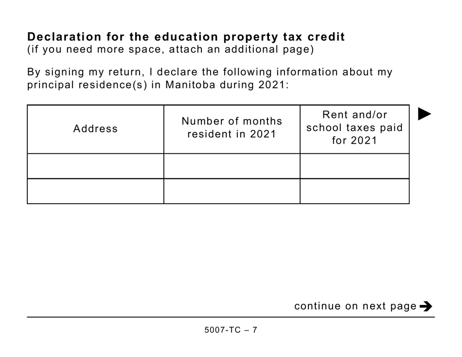 Form 5007-TC (MB479) Manitoba Credits (Large Print) - Canada, Page 7