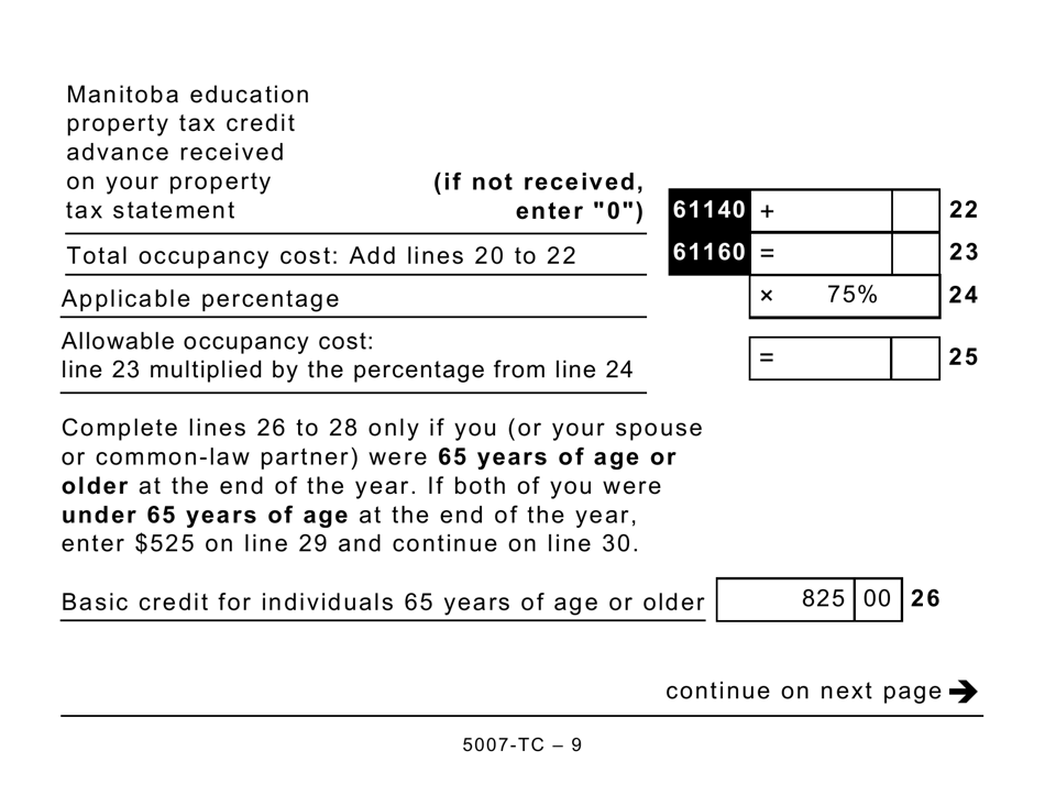 Form 5007-TC (MB479) Manitoba Credits (Large Print) - Canada, Page 9