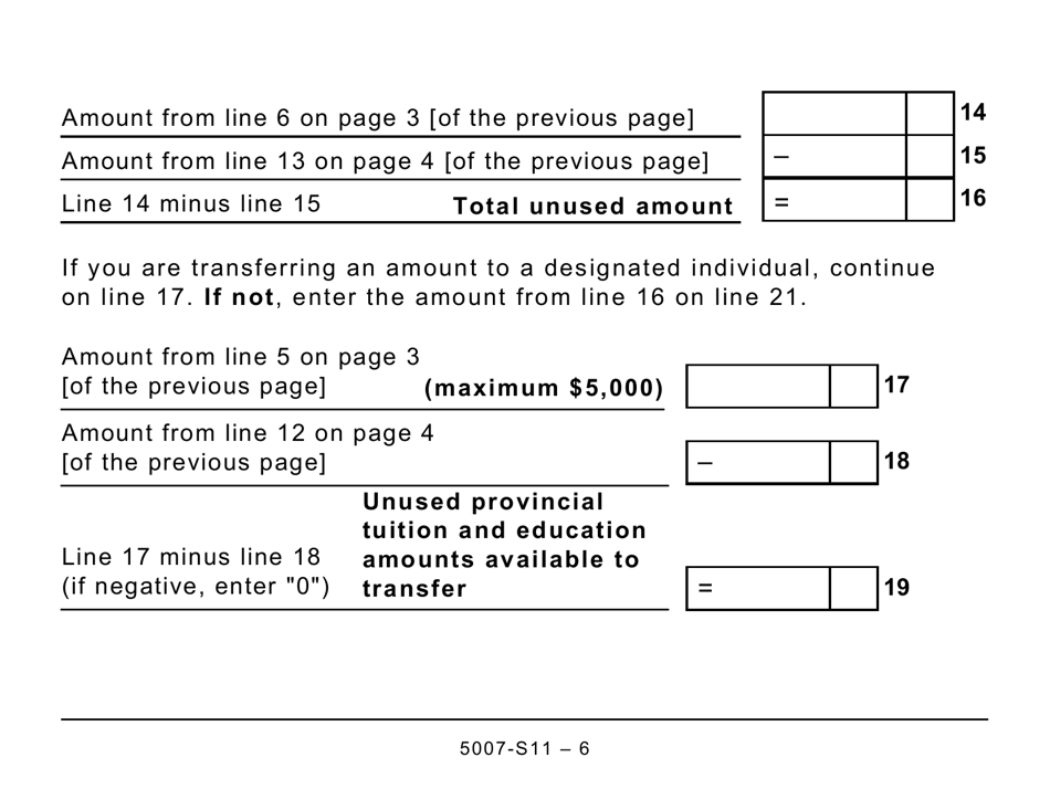 Form 5007-S11 Schedule MB(S11) Manitoba Tuition and Education Amounts (Large Print) - Canada, Page 6