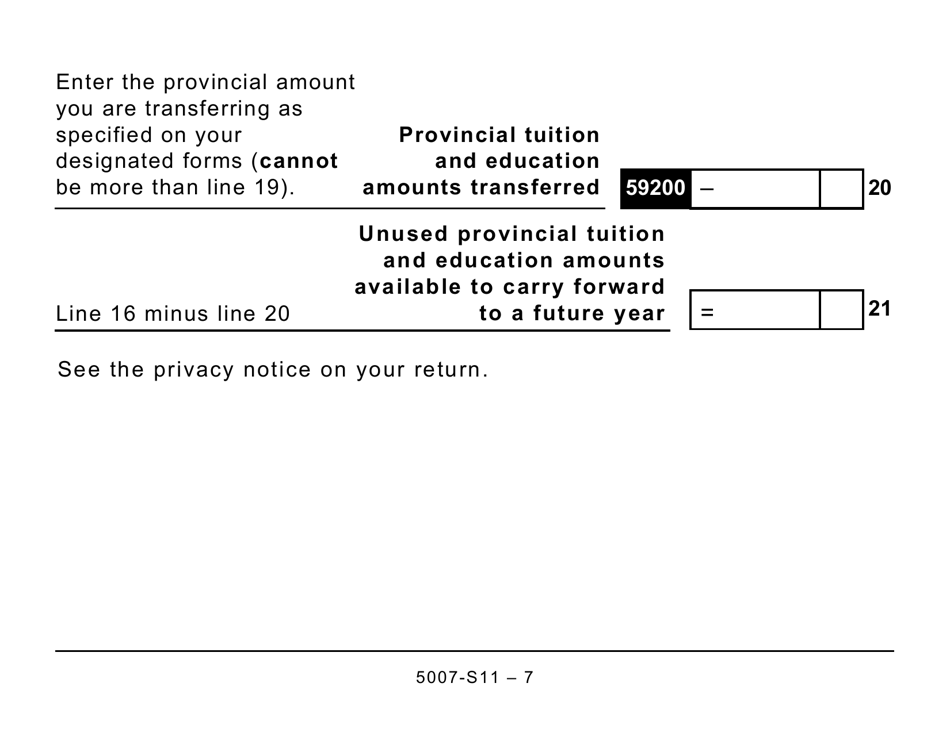Form 5007-S11 Schedule MB(S11) Manitoba Tuition and Education Amounts (Large Print) - Canada, Page 7