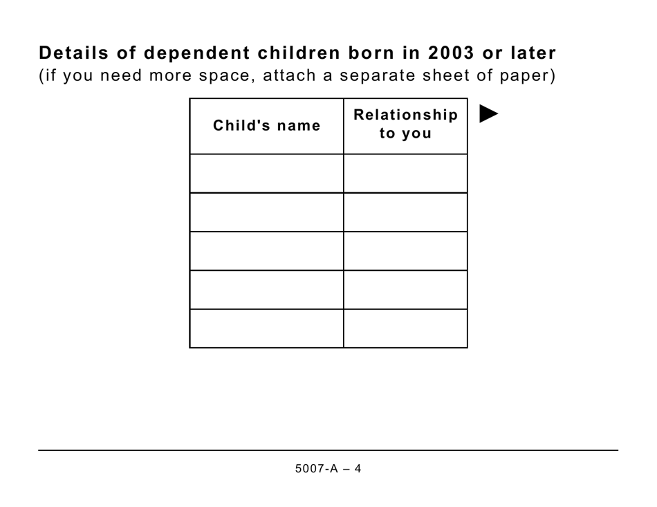 Form 5007-A Schedule MB428-A Manitoba Family Tax Benefit (Large Print) - Canada, Page 4