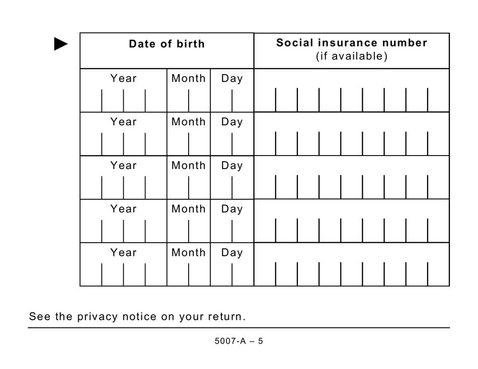 Form 5007-A Schedule MB428-A Manitoba Family Tax Benefit (Large Print) - Canada, Page 5