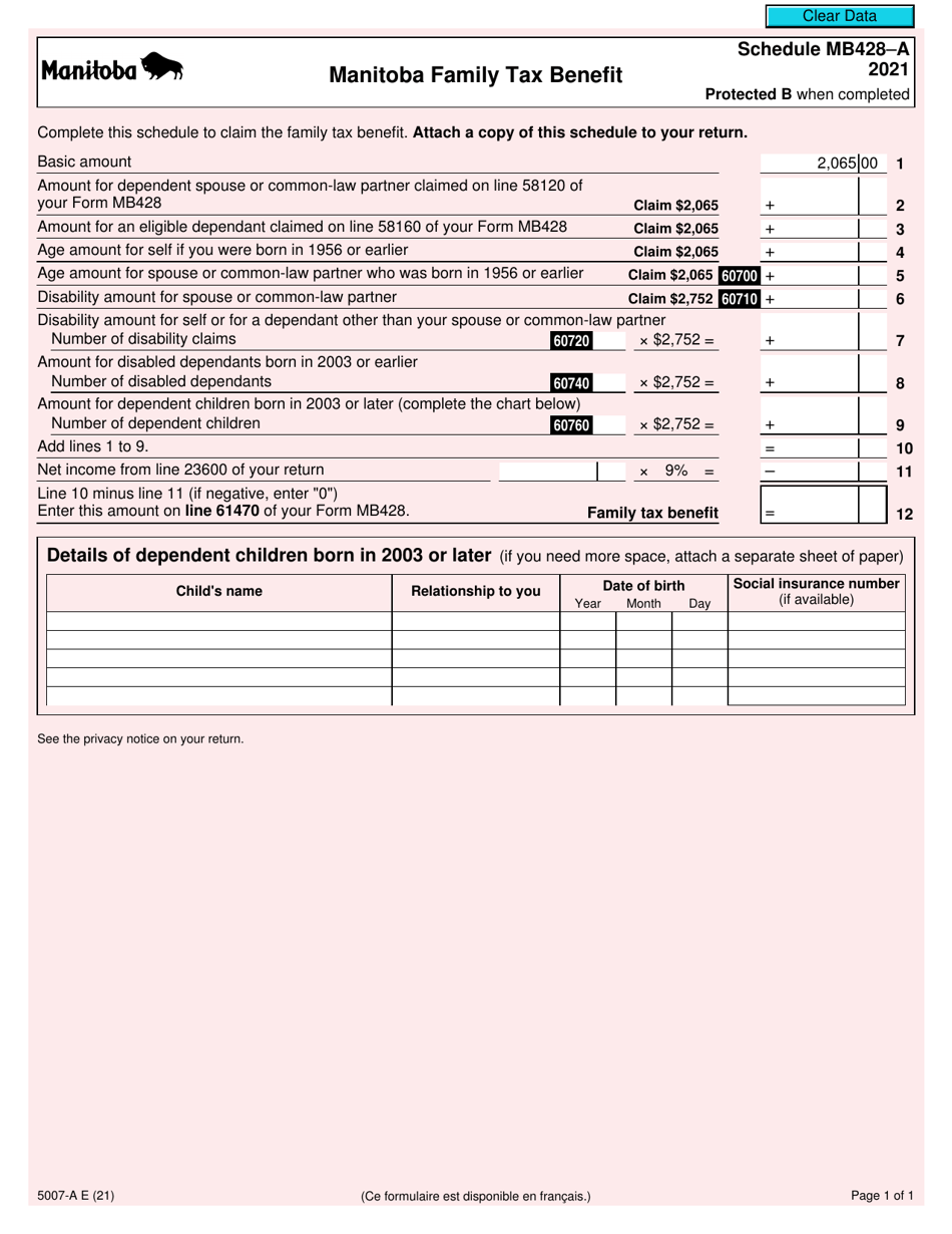 Form 5007-A Schedule MB428-A - 2021 - Fill Out, Sign Online and ...