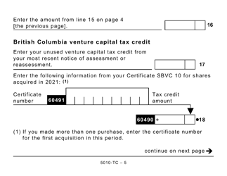 Form 5010-TC (BC479) British Columbia Credits (Large Print) - Canada, Page 5