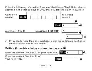 Form 5010-TC (BC479) British Columbia Credits (Large Print) - Canada, Page 6